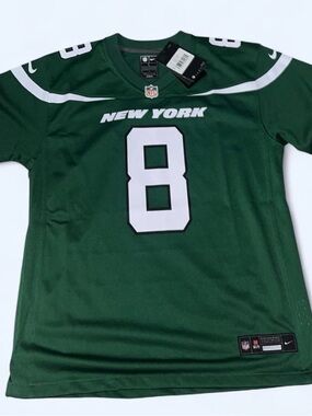 Nike New York Green and White #8 Football Jersey